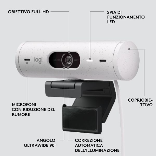 Logitech Brio 500 full hd webcam off-white