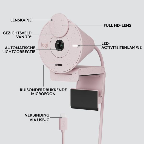 Logitech Logitech brio 300 FHD webcam rose