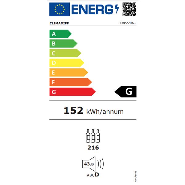 CVP220A+ Cave de vieillissement 216 bouteilles 