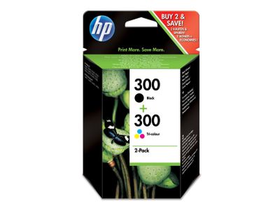 300 originele zwarte/drie-kleuren inktcartridges, 2-pack