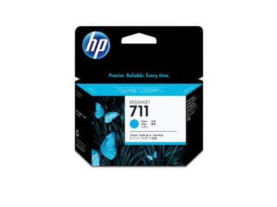 711 pack de 3 cartouches d'encre DesignJet cyan, 29 ml