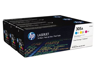 305A originele cyaan/magenta/gele LaserJet tonercartridge, 3-pack