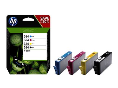 HP 364 - 4 - zwart, geel, cyaan, magenta - origineel - inktcartridge