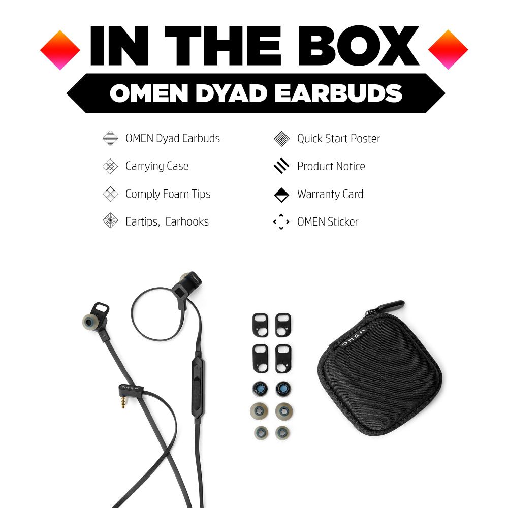 HP Hoofdtelefoon - oortjes OMEN Dyad Earbuds (Zwart)