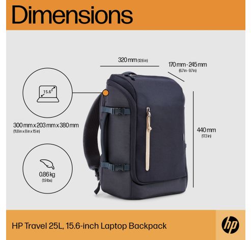 Travel 25l 15.6inch laptopbackpack nachtblauw  HP