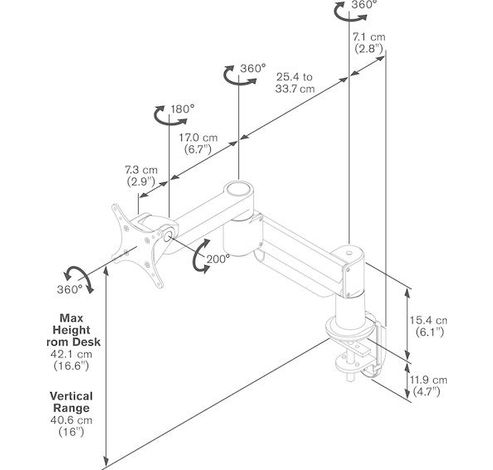 PFD 8541S Monitor arm met gasveer zilver  Vogels