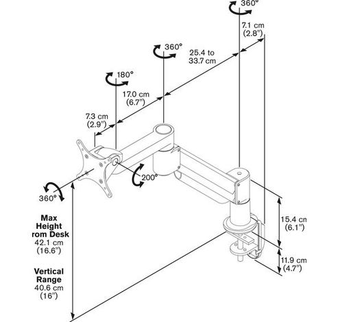 PFD 8543S Monitor arm met gasveer zilver  Vogels