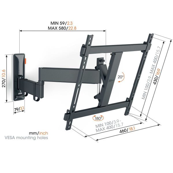 Vogels TVM 3445 Draaibare tv-beugel (zwart)