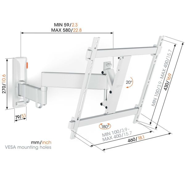 Vogels TVM 3445 Draaibare tv-beugel (wit)