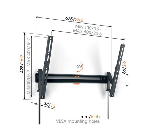 TVM 3615 TILT LARGE WALL MOUNT BLACK  Vogels