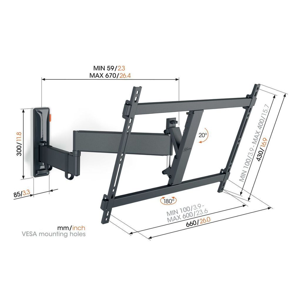 Vogels TV Beugels TVM 3645 Draaibare tv-beugel (zwart)