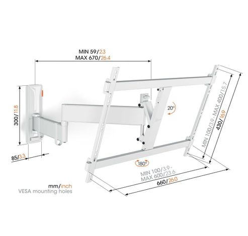 TVM 3645 FULL MOTION+ LARGE WALL MOUNT WHITE  Vogels