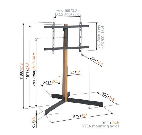 TVS 3695 Support TV au sol (noir)  Vogels