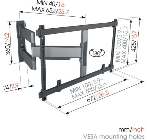 TVM 5645 Draaibare tv-beugel (zwart)  Vogels