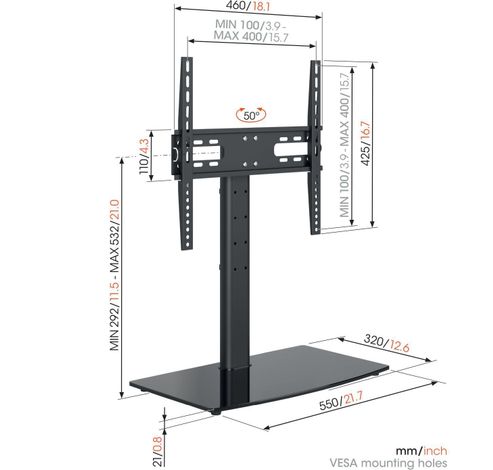 MS 3085 TV tafelstandaard  Vogels