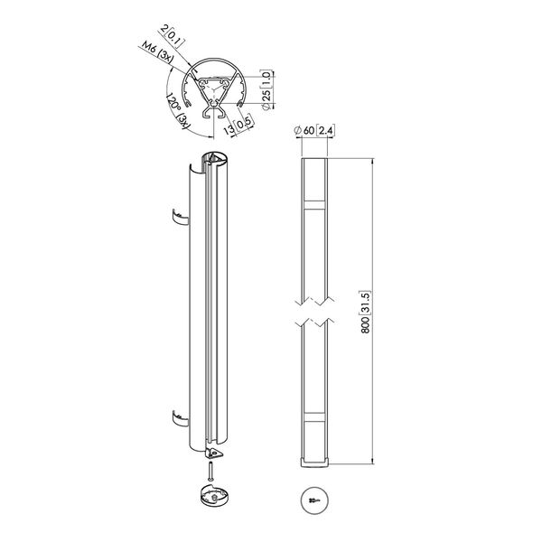 Vogels PUC 2408S Buis 80cm (zilver)