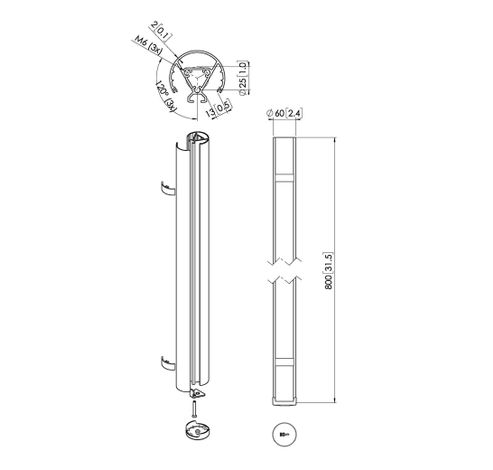 PUC 2408B Buis 80cm (zwart)  Vogels