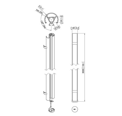 PUC 2430B Buis 300cm (zwart)  Vogels