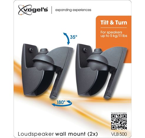 VLB 500 Support mural d'enceinte 2x, noir  Vogels