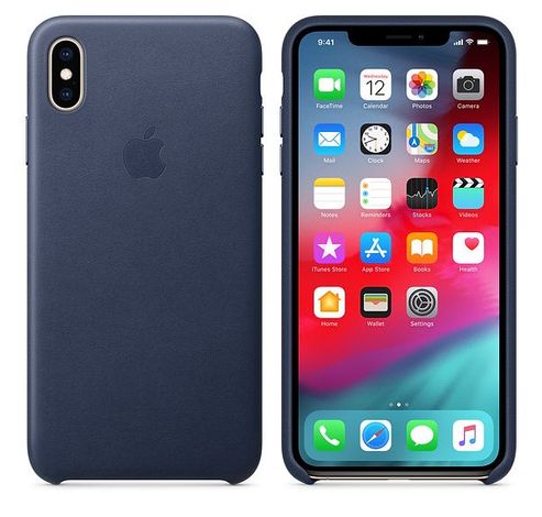 Leren hoesje voor iPhone XS Max Middernachtblauw  Apple