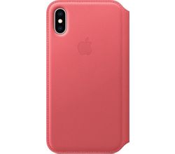 Leren Folio-hoesje voor iPhone XS Pioen Apple