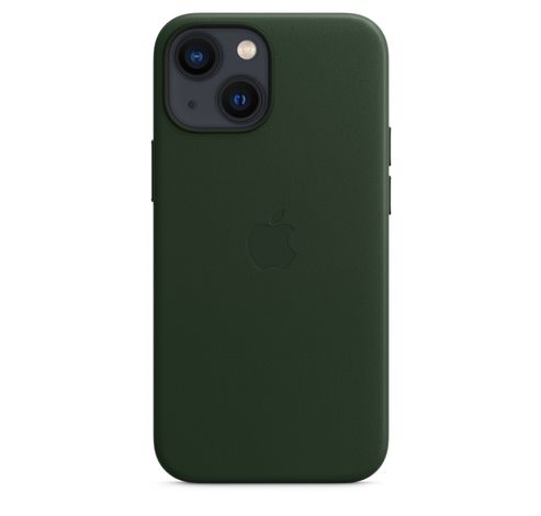 Coque en cuir avec MagSafe pour iPhone 13 mini - Vert séquoia  Apple