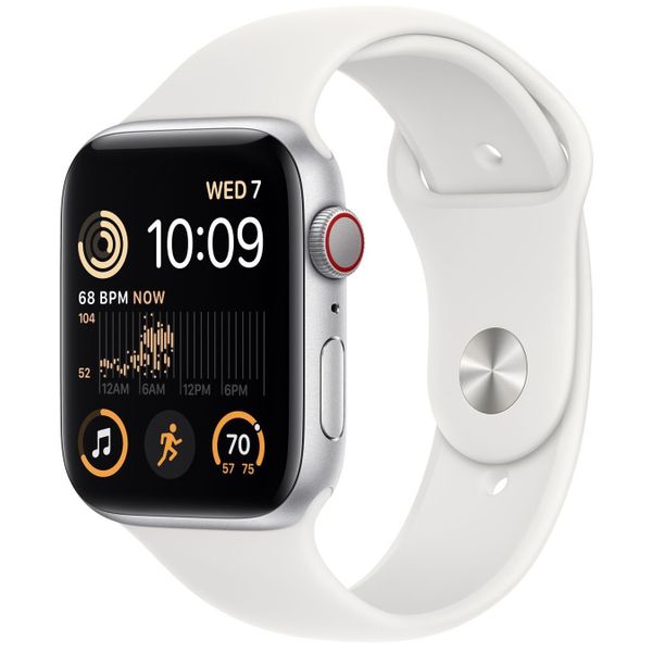 Apple Watch SE GPS 40mm Silver Aluminium Case met White Sport Band Regular 