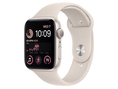 Apple Watch SE GPS 44mm Starlight Aluminium Case met Starlight Sport Band Regular