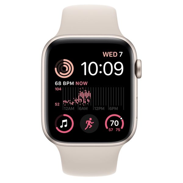 Apple Apple Watch SE GPS + Cellular 44mm Starlight Aluminium Case met Starlight Sport Band Regular