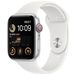 Apple Watch SE GPS 44mm Silver Aluminium Case met White Sport Band Regular 