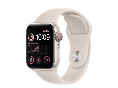 Apple Watch SE GPS + Cellular 40mm Starlight Aluminium Case met Starlight Sport Band Regular