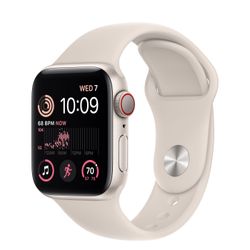 Apple Apple Watch SE GPS + Cellular 40mm Starlight Aluminium Case met Starlight Sport Band Regular 