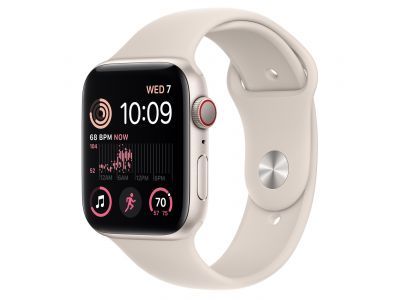 Apple Watch SE GPS + Cellular 44mm Starlight Aluminium Case met Starlight Sport Band Regular