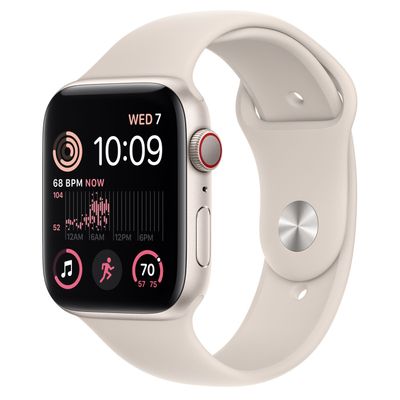 Apple Watch SE GPS + Cellular 44mm Starlight Aluminium Case met Starlight Sport Band Regular  Apple