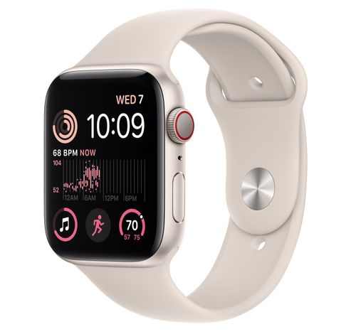 Apple Watch SE GPS + Cellular 44mm Starlight Aluminium Case met Starlight Sport Band Regular  Apple