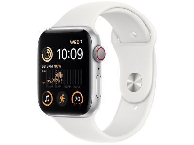 Apple Watch SE GPS + Cellular 40mm Silver Aluminium Case met White Sport Band Regular