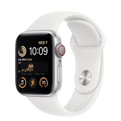 Apple Apple Watch SE GPS + Cellular 40mm Silver Aluminium Case met White Sport Band Regular 