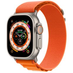 Apple Apple Watch Ultra GPS + Cellular 49mm Titanium Case met Orange Alpine Loop Small 