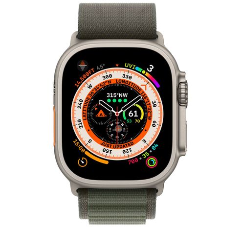 Apple Watch Ultra GPS + Cellular 49mm Titanium Case with Green Alpine Loop Medium  Apple