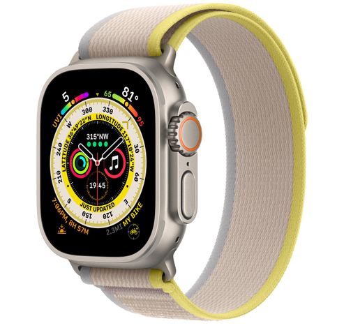 Apple Watch Ultra GPS + Cellular 49mm Titanium Case with Yellow/Beige Trail Loop S/M  Apple