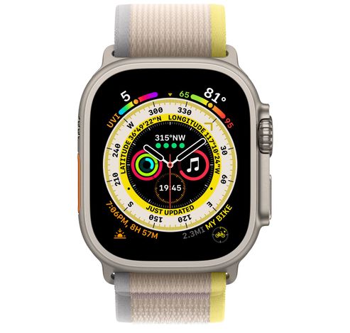 Apple Watch Ultra GPS + Cellular 49mm Titanium Case with Yellow/Beige Trail Loop S/M  Apple