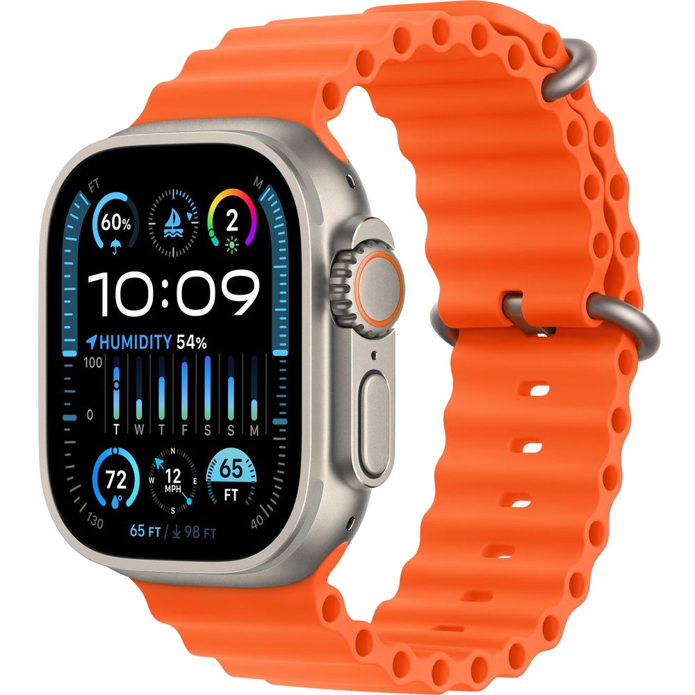 Apple Watch Ultra 2 GPS + Cellular, 49mm Titanium Case with Orange Ocean Band 