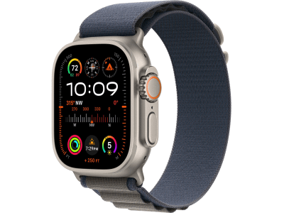 Apple Watch Ultra 2 GPS + Cellular, 49mm Titanium Case with Blue Alpine Loop - Small