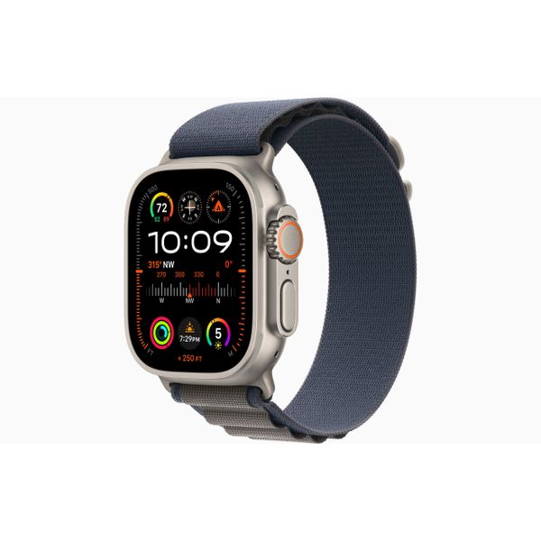 Apple Watch Ultra 2 GPS + Cellular, 49mm Titanium Case with Blue Alpine Loop - Large 