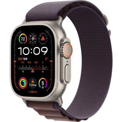 Apple Watch Ultra 2 GPS + Cellular, 49mm Titanium Case with Indigo Alpine Loop - Small  Apple