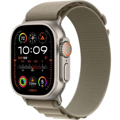 Apple Watch Ultra 2 GPS + Cellular, 49mm Titanium Case with Olive Alpine Loop - Small Apple