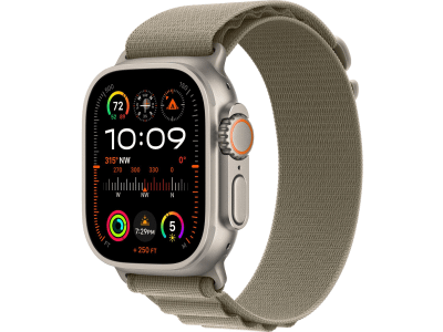 Apple Watch Ultra 2 GPS + Cellular, 49mm Titanium Case with Olive Alpine Loop - Large