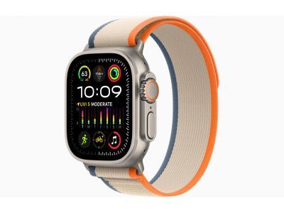 Apple Watch Ultra 2 GPS + Cellular, 49mm Titanium Case with Orange/Beige Trail Loop - S/M