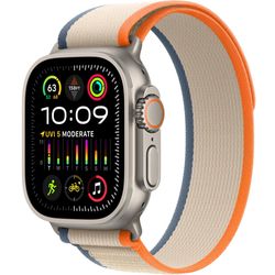 Apple Apple Watch Ultra 2 GPS + Cellular, 49mm Titanium Case with Orange/Beige Trail Loop - S/M 