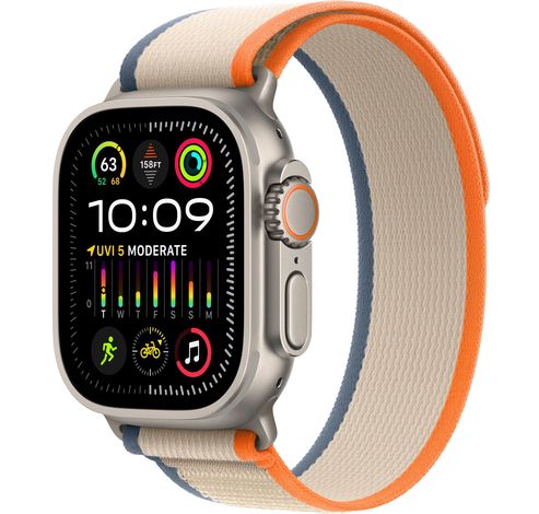 Apple Watch Ultra 2 GPS + Cellular, 49mm Titanium Case with Orange/Beige Trail Loop - S/M  Apple